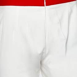 Pre Owned Moschino Cheap and Chic White Cotton Contrast Trim Palazzo Pants M