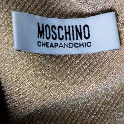 Pre Owned Moschino Cheap and Chic Gold Lurex Knit & Floral Jacquard Skirt Short Dress S