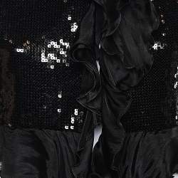 Pre Owned Moschino Cheap and Chic Black Sequin Embellished & Silk Trimmed Bolero M