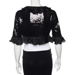 Pre Owned Moschino Cheap and Chic Black Sequin Embellished & Silk Trimmed Bolero M