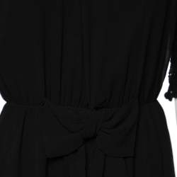 Pre Owned Moschino Cheap and Chic Black Silk & Lace Sleeve Midi Dress M