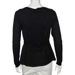 Moschino Cheap and Chic Black Lurex Knit Button Front Cardigan M