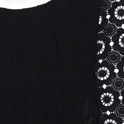 Pre Owned Moschino Cheap and Chic Black Chiffon & Lace Sleeve Midi Dress S