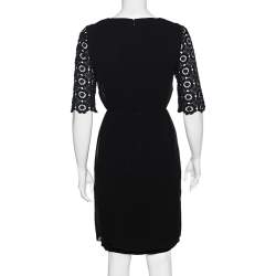 Pre Owned Moschino Cheap and Chic Black Chiffon & Lace Sleeve Midi Dress S