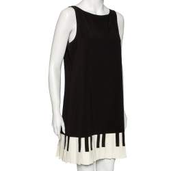 Pre Owned Moschino Cheap and Chic Black Crepe Pleated Piano Dress L
