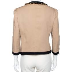 Pre Owned Moschino Cheap and Chic Beige Cotton Chain Trimmed Long Sleeve Jacket L