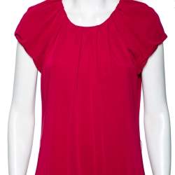Pre Owned Moschino Cheap & Chic Fuchsia Jersey Pleated Yolk Detail Dress S