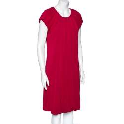 Pre Owned Moschino Cheap & Chic Fuchsia Jersey Pleated Yolk Detail Dress S