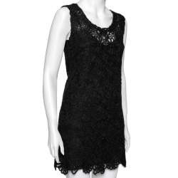 Pre Owned Moschino Cheap and Chic Vintage Black Floral Embroidered Sleeveless Dress S