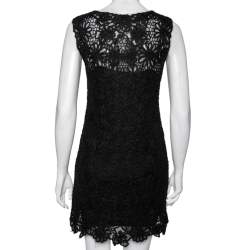 Pre Owned Moschino Cheap and Chic Vintage Black Floral Embroidered Sleeveless Dress S