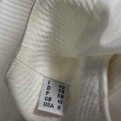 Pre Owned Moschino Cheap and Chic White Textured Cotton Bow Detailed Jacket M