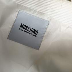 Pre Owned Moschino Cheap and Chic White Textured Cotton Bow Detailed Jacket M