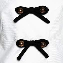 Pre Owned Moschino Cheap and Chic White Textured Cotton Bow Detailed Jacket M