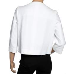 Pre Owned Moschino Cheap and Chic White Textured Cotton Bow Detailed Jacket M