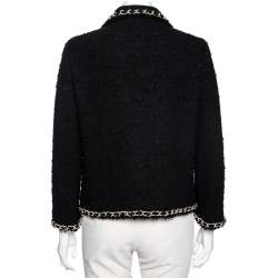 Pre Owned Moschino Cheap and Chic Black Textured Wool Chain Trim Detailed Jacket M
