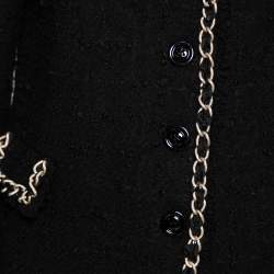 Pre Owned Moschino Cheap and Chic Black Textured Wool Chain Trim Detailed Jacket M