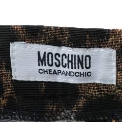 Pre Owned Moschino Cheap and Chic Brown Animal Printed Cotton Floral Applique Detail Pant Suit M