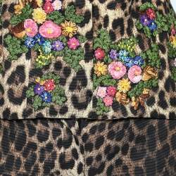 Pre Owned Moschino Cheap and Chic Brown Animal Printed Cotton Floral Applique Detail Pant Suit M