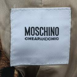 Pre Owned Moschino Cheap and Chic Brown Animal Printed Cotton Floral Applique Detail Pant Suit M