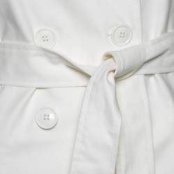 Pre Owned Moschino Cheap and Chic White Cotton Sleeveless Double Breasted Belted Mini Dress S