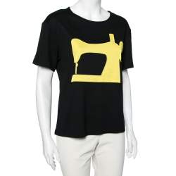 Moschino Cheap and Chic Black Jersey Sewing Machine Appliqued T-Shirt S