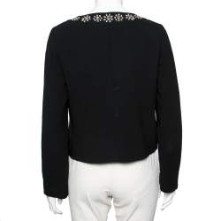 Pre Owned Moschino Cheap and Chic Black Crepe Studded Detail Cropped Jacket M