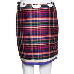 Moschino Cheap and Chic Multicolor Silk Beaded Waist Detail Mini Skirt M