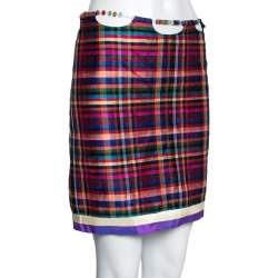 Moschino Cheap and Chic Multicolor Silk Beaded Waist Detail Mini Skirt M