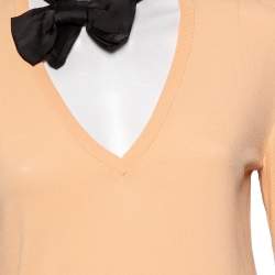 Moschino Cheap and Chic Orange Knit V Neck Long Sleeve Sweater M
