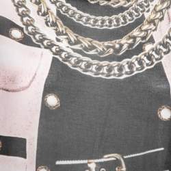 Pre Owned توب موسكينو شيب أند شيك قطن أسود مطبوع سلسلة بطبقة برقبة مستديرة مقاس وسط ( ميديوم )