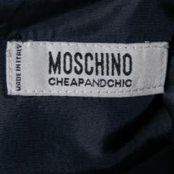 Pre Owned توب موسكينو شيك أند شيب تريكو وجاكارد أزرق كحلي قصات بلا أكمام مقاس متوسط (ميديوم)