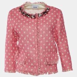 Pre Owned Moschino Cheap and Chic Pink Tweed Jacket L