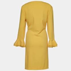 Pre Owned Moschino Cheap and Chic Yellow Crepe Shift Dress L 