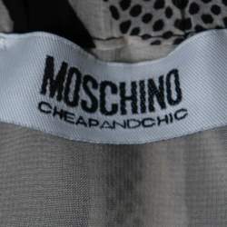 Pre Owned Moschino Cheap and Chic Black & White Printed Chiffon Strapless Dress M