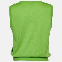 Pre Owned Moschino Cheap and Chic Green Sequined Knit Sleeveless Jumper M