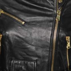 Pre Owned Moschino Cheap and Chic Black Leather Biker Jacket S