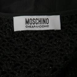 Pre Owned Moschino Cheap and Chic Black Silk & Lace Pleated Top M