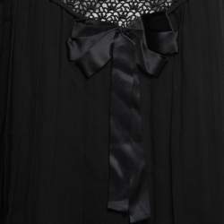 Pre Owned Moschino Cheap and Chic Black Silk & Lace Pleated Top M