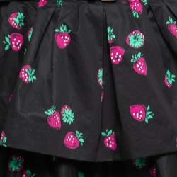 Pre Owned Moschino Cheap and Chic Black Printed Cotton Ruffled Mini Skirt M   