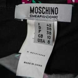 Pre Owned Moschino Cheap and Chic Black Printed Cotton Ruffled Mini Skirt M   