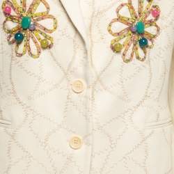Pre Owned Moschino Cheap & Chic Ecru Cotton Embellished Blazer L