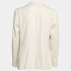 Pre Owned Moschino Cheap & Chic Ecru Cotton Embellished Blazer L