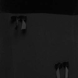 Pre Owned Moschino Cheap and Chic Vintage Black Velvet Contrast Bow-Embellished Dress S