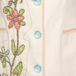 Pre Owned Moschino Cheap and Chic Cream Canvas Floral Embroidered Coat L