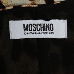 Pre Owned Moschino Cheap and Chic Brown Leopard Print Silk Slip Dress S