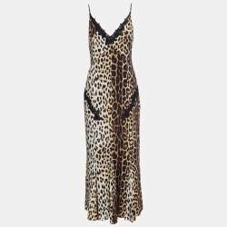 Moschino Cheap and Chic Brown Leopard Print Silk Slip Dress S