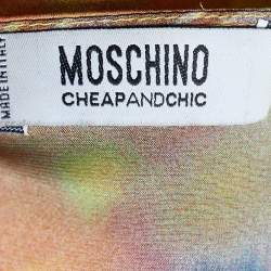 Pre Owned Moschino Cheap and Chic Multicolour Printed Satin Silk Maxi Dress L