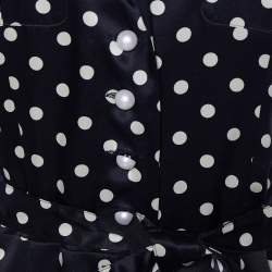 Pre Owned Moschino Cheap and Chic Black Polka Dot Silk Satin Belted Shirt Dress M