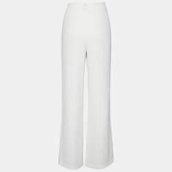 Moschino Cheap and Chic Runway White Printed Crepe Embellished Wide Leg Pants M