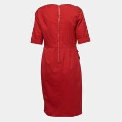 Pre Owned Moschino Cheap and Chic Red Wool Midi Dress M